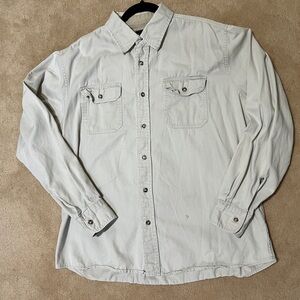 Vintage Wrangler Men Large Button Up long sleeve Khaki Safari Workwear Y2k